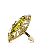 Gelber Peridot 14 Karat Gelbgold Ring Vintage Handwerk vrc005y